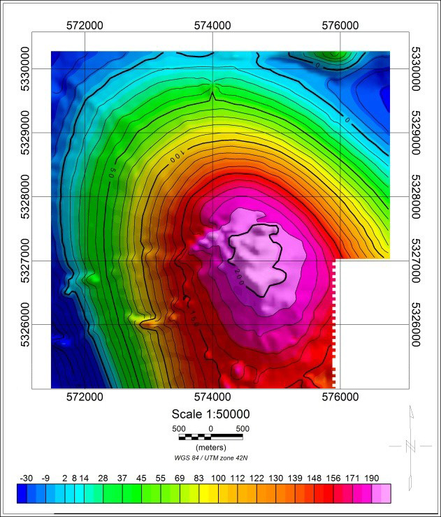 Аномальное магнитное поле Геоскан 401 Геофизика (масштаб съемки 1:10 000, 2017 г.)