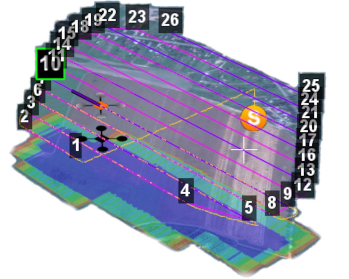 Пример плана полета в программе Geoscan Planner для сельскохозяйственного поля №9