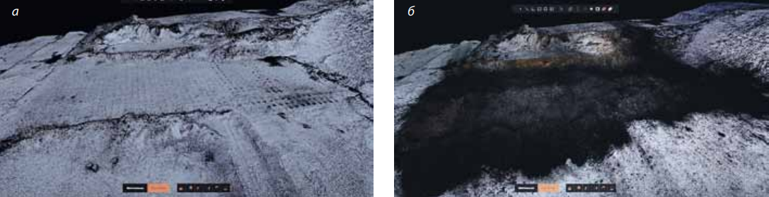 3D-модели участка буровзрывных работ «До» и «После» взрыва