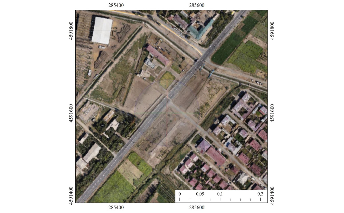 Фрагмент ортофотоплана трассы Хива – Ургенч в масштабе 1:1 000