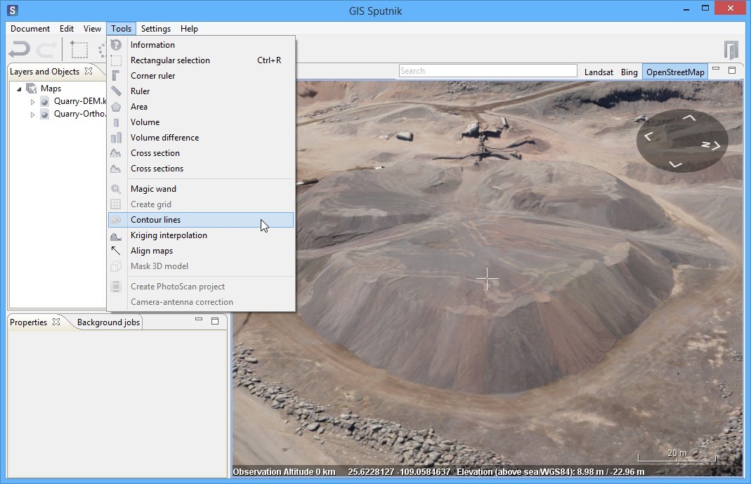 Build contour lines with Sputnik GIS